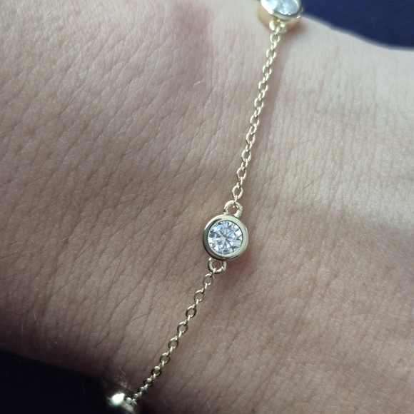 925 14k Gold Vermeil Moissanite Bazel Bracelt - Picture 5 of 5